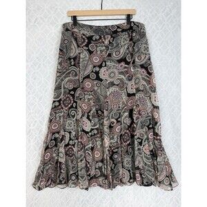 Vtg Charter Club 100% Silk Midi Skirt 16 Paisley Whimsy Fairy Peasant Boho Y2K
